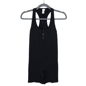Colsie Black Waffle Knit Romper Bodysuit XS Tank Top‎ Sleeveless Activewear